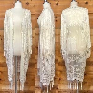BHLDN Velvet burnout kimono bridal shawl boho festival beach cover Stevie nicks